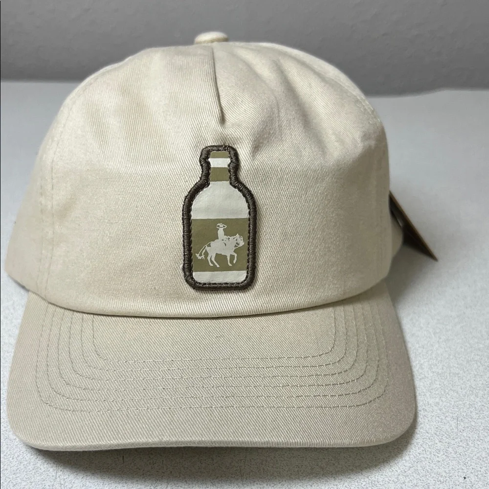 Cream Embroidered Bottle Patch Baseball Cap - Unbranded